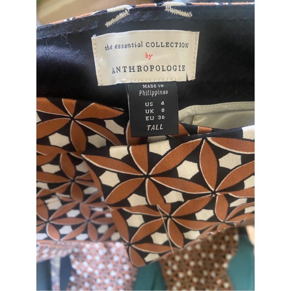 NWT Anthropologie Maeve Essential High Rise Kick Flare Brown Motif Pants - Picture 6 of 7